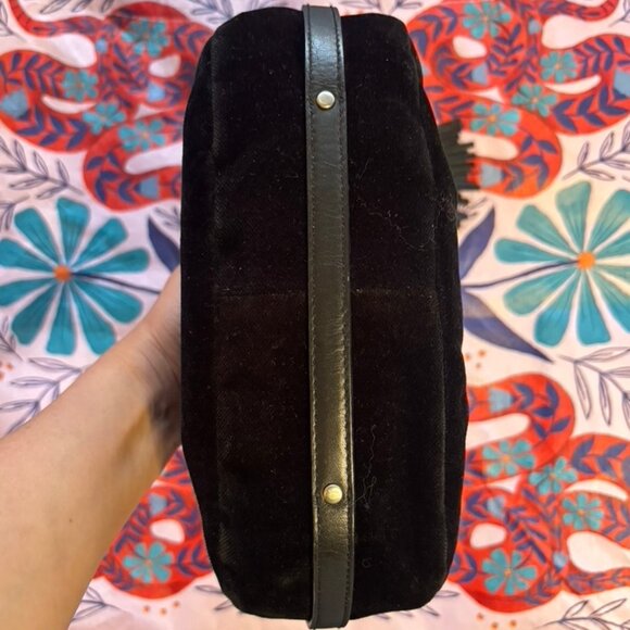 RARE Lauren by Ralph Lauren Black Velvet Crescent Evening Bag w Tassel - Picture 3 of 12